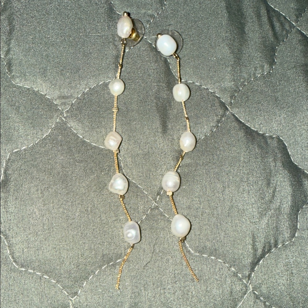 Untamed petals Becca Elegant Gold and Pearl Drop Earrings